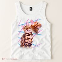 Retro 80s Eighties Lasers Double Exsposure Cat Tank Top thumb 2