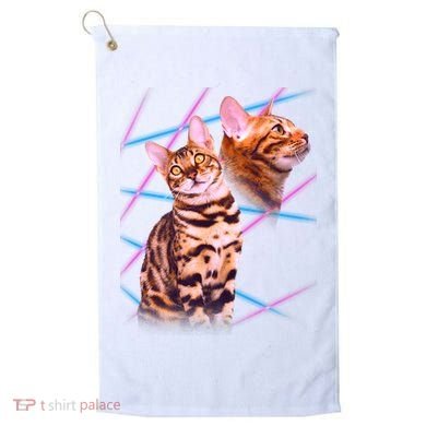 Retro 80s Eighties Lasers Double Exsposure Cat Golf Towel