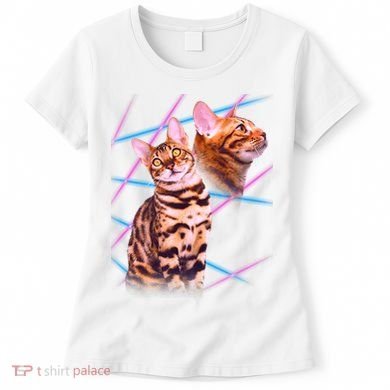 Retro 80s Eighties Lasers Double Exsposure Cat Women's T-Shirt