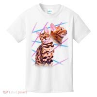Retro 80s Eighties Lasers Double Exsposure Cat Kids T-Shirt thumb 0