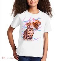 Retro 80s Eighties Lasers Double Exsposure Cat Kids T-Shirt thumb 2