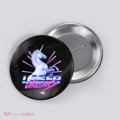 Retro 80's Eighties Laser Unicorns Button