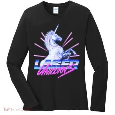 Retro 80's Eighties Laser Unicorns Women's Long Sleeve Shirt