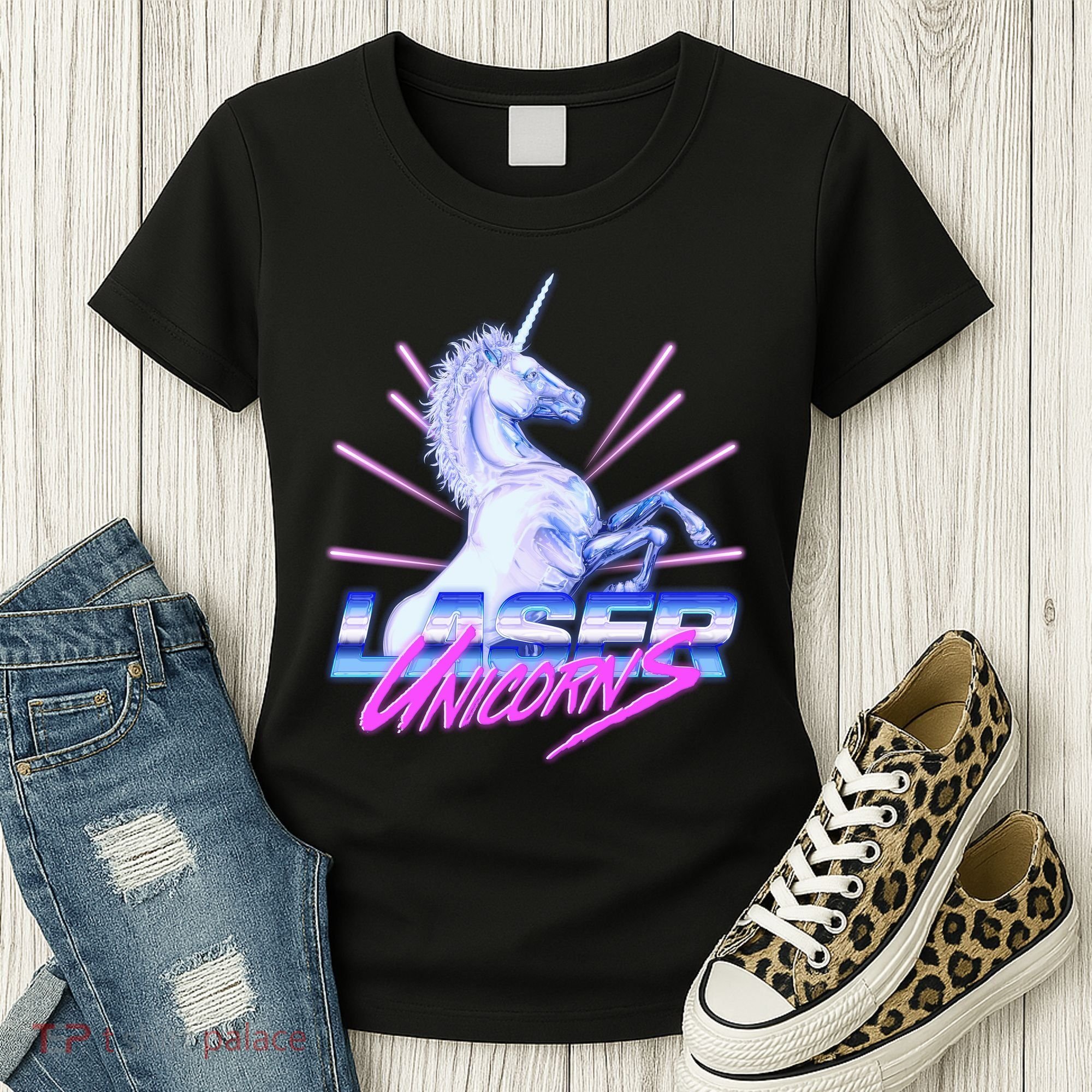 Retro 80's Eighties Laser Unicorns Women's T-Shirt