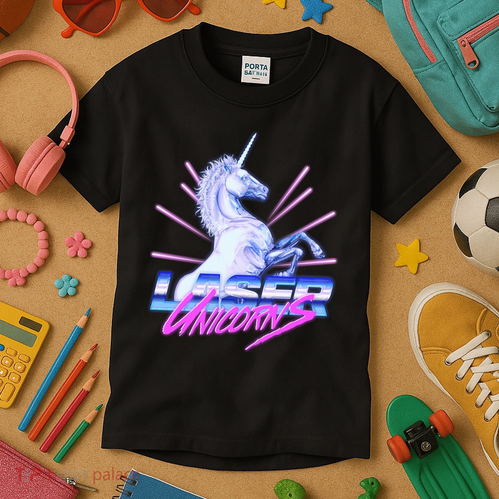 Retro 80's Eighties Laser Unicorns Kids T-Shirt
