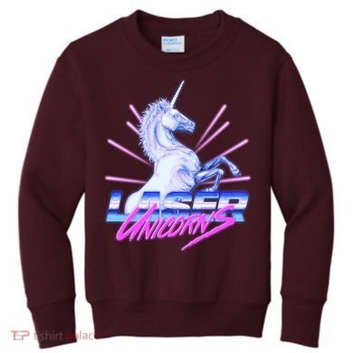 Retro 80's Eighties Laser Unicorns Kids Sweatshirt