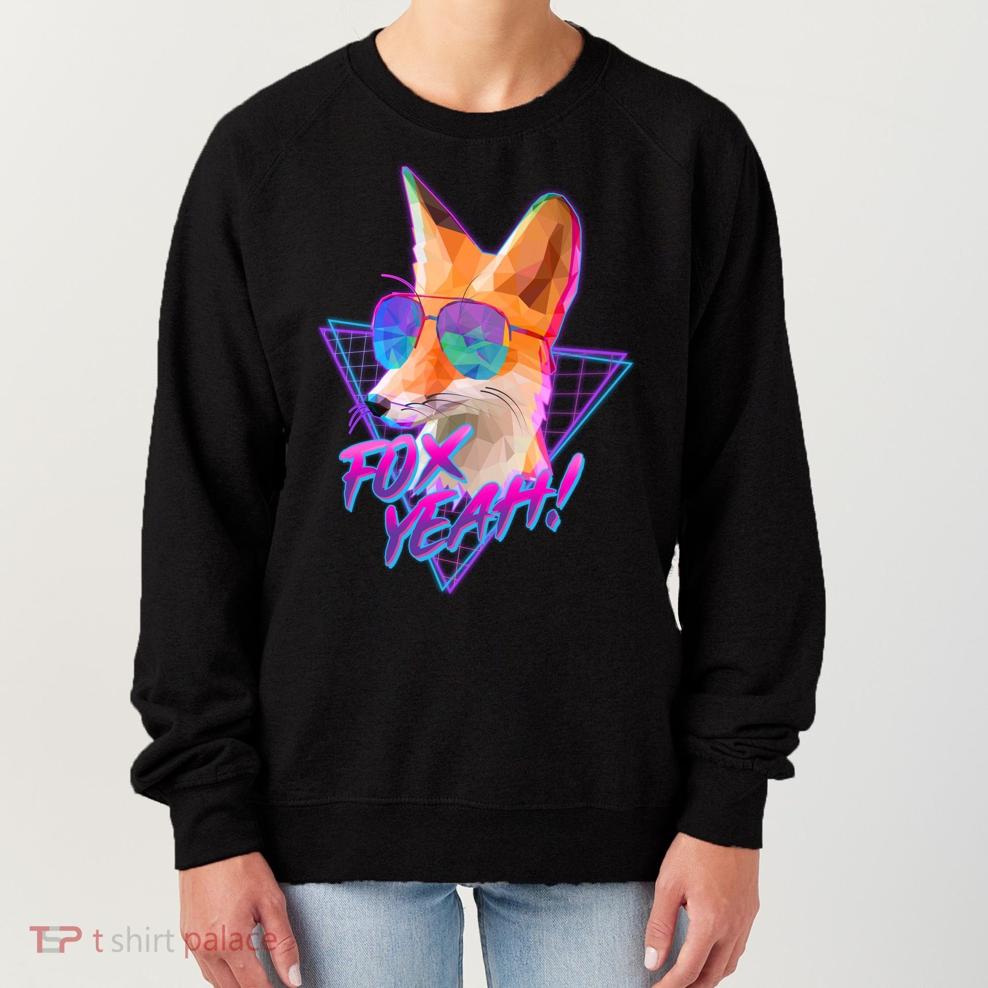Retro 80's Eighties Polygon Fox Yeah Women's Sweatshirt