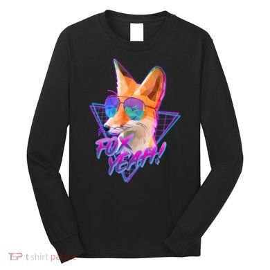 Retro 80's Eighties Polygon Fox Yeah Long Sleeve Shirt
