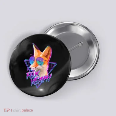 Retro 80's Eighties Polygon Fox Yeah Button