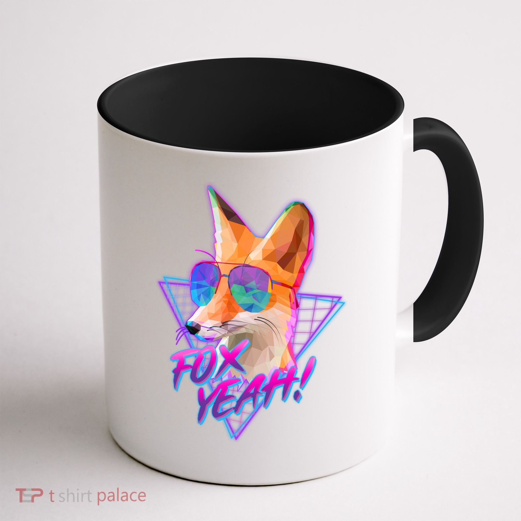 Retro 80's Eighties Polygon Fox Yeah Coffee Mug