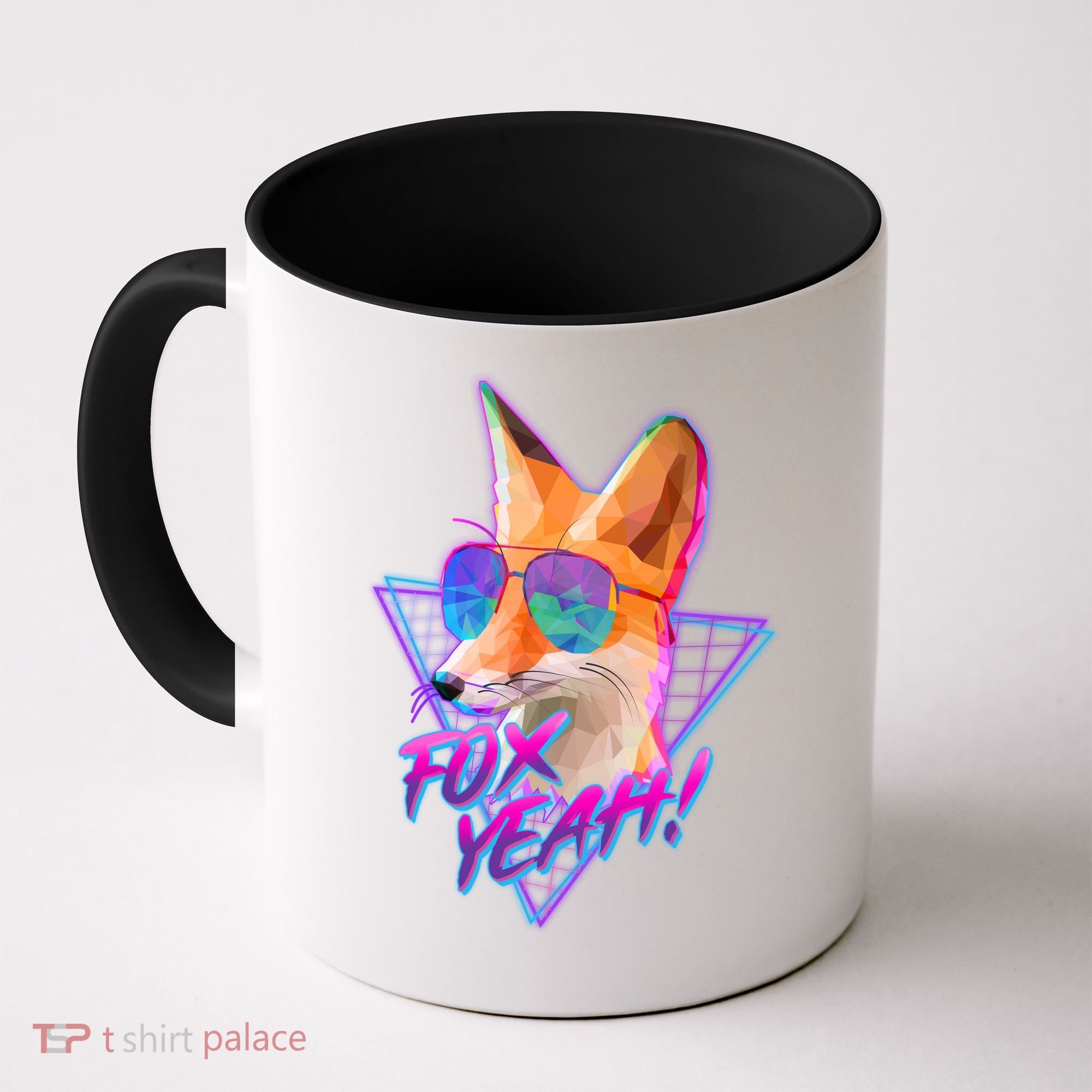 Retro 80's Eighties Polygon Fox Yeah Coffee Mug