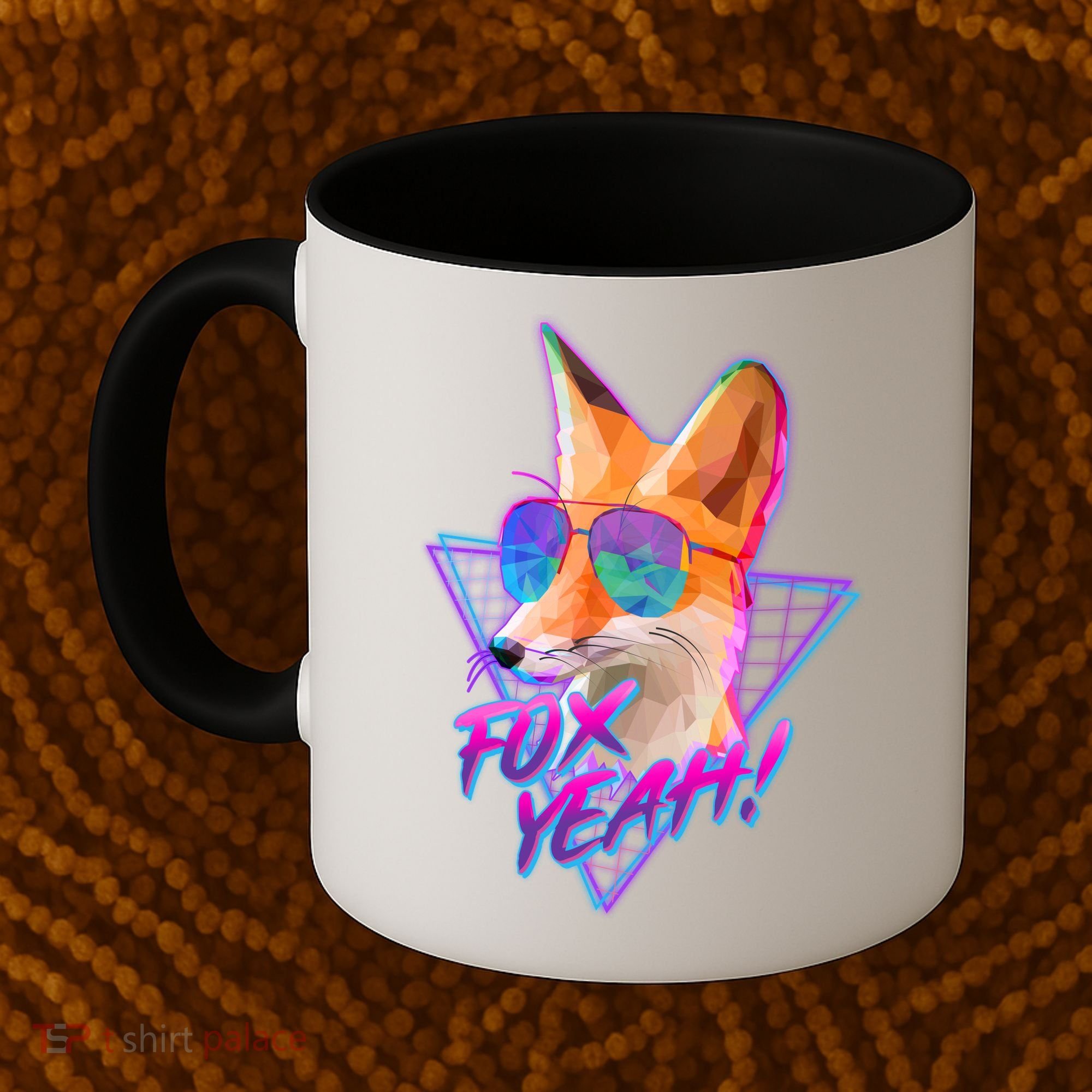 Retro 80's Eighties Polygon Fox Yeah Coffee Mug