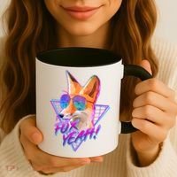 Retro 80's Eighties Polygon Fox Yeah Coffee Mug thumb 3