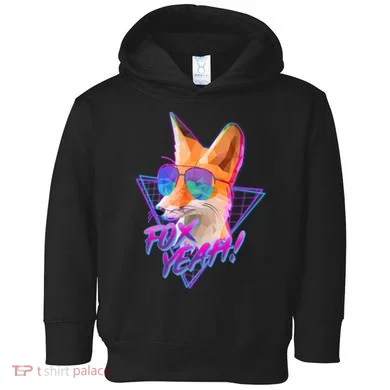 Retro 80's Eighties Polygon Fox Yeah Toddler Hoodie