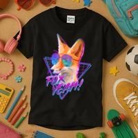 Retro 80's Eighties Polygon Fox Yeah Kids T-Shirt thumb 3