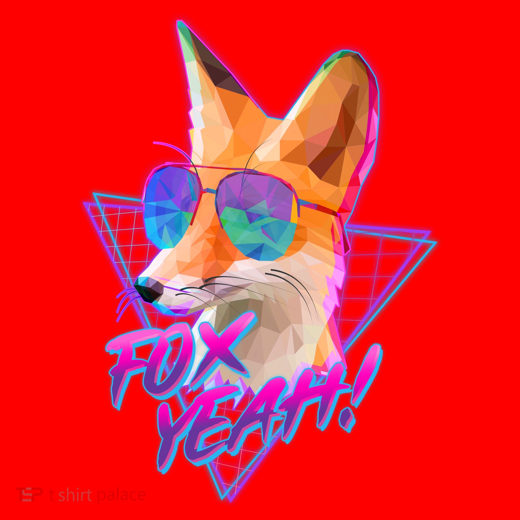 Retro 80's Eighties Polygon Fox Yeah Santa Hat