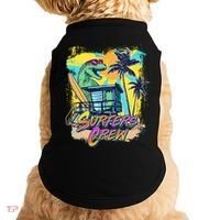Retro 80s Eighties TRex Dinosaur Surfers Crew Doggie Tank thumb 0