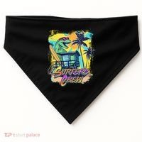 Retro 80s Eighties TRex Dinosaur Surfers Crew USA-Made Doggie Bandana thumb 0