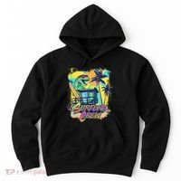 Retro 80s Eighties TRex Dinosaur Surfers Crew Hoodie thumb 0