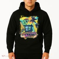 Retro 80s Eighties TRex Dinosaur Surfers Crew Hoodie thumb 2