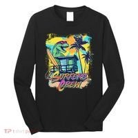 Retro 80s Eighties TRex Dinosaur Surfers Crew Long Sleeve Shirt thumb 0