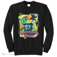 Retro 80s Eighties TRex Dinosaur Surfers Crew Sweatshirt thumb 0