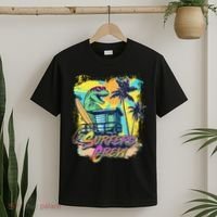 Retro 80s Eighties TRex Dinosaur Surfers Crew T-Shirt thumb 2