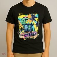 Retro 80s Eighties TRex Dinosaur Surfers Crew T-Shirt thumb 3