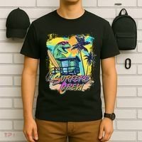 Retro 80s Eighties TRex Dinosaur Surfers Crew T-Shirt thumb 6