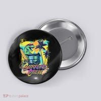 Retro 80s Eighties TRex Dinosaur Surfers Crew Button thumb 0