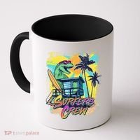 Retro 80s Eighties TRex Dinosaur Surfers Crew Coffee Mug thumb 0