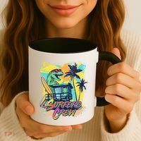 Retro 80s Eighties TRex Dinosaur Surfers Crew Coffee Mug thumb 3