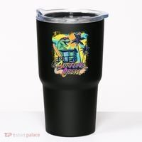Retro 80s Eighties TRex Dinosaur Surfers Crew Tumbler thumb 0