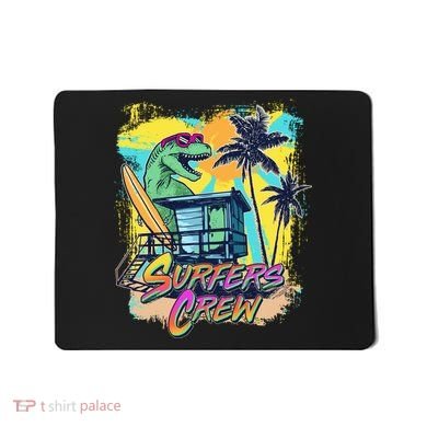 Retro 80s Eighties TRex Dinosaur Surfers Crew Mousepad