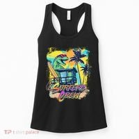 Retro 80s Eighties TRex Dinosaur Surfers Crew Women's Tank Top thumb 0