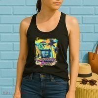 Retro 80s Eighties TRex Dinosaur Surfers Crew Women's Tank Top thumb 2