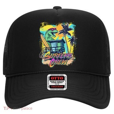 Retro 80s Eighties TRex Dinosaur Surfers Crew Hat