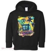 Retro 80s Eighties TRex Dinosaur Surfers Crew Toddler Hoodie thumb 0