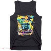 Retro 80s Eighties TRex Dinosaur Surfers Crew Tank Top thumb 0