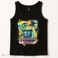 Retro 80s Eighties TRex Dinosaur Surfers Crew Tank Top thumb 2