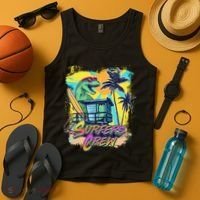 Retro 80s Eighties TRex Dinosaur Surfers Crew Tank Top thumb 4