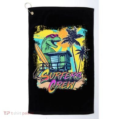 Retro 80s Eighties TRex Dinosaur Surfers Crew Golf Towel