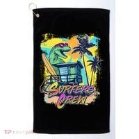 Retro 80s Eighties TRex Dinosaur Surfers Crew Golf Towel thumb 0