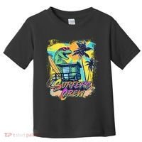 Retro 80s Eighties TRex Dinosaur Surfers Crew Toddler T-Shirt thumb 0