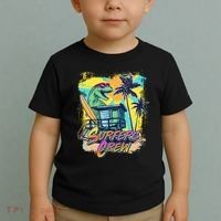 Retro 80s Eighties TRex Dinosaur Surfers Crew Toddler T-Shirt thumb 2