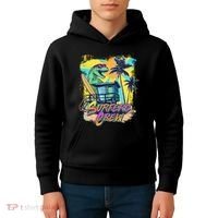 Retro 80s Eighties TRex Dinosaur Surfers Crew Kids Hoodie thumb 4