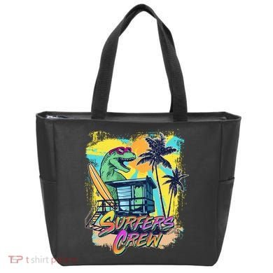Retro 80s Eighties TRex Dinosaur Surfers Crew Tote Bag