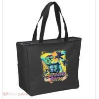 Retro 80s Eighties TRex Dinosaur Surfers Crew Tote Bag thumb 2