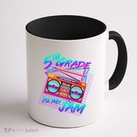 Retro 80's Fifth Grade Is My Jam Neon Boombox Coffee Mug thumb 1