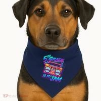 Retro 80's Fifth Grade Is My Jam Neon Boombox USA-Made Doggie Bandana thumb 1